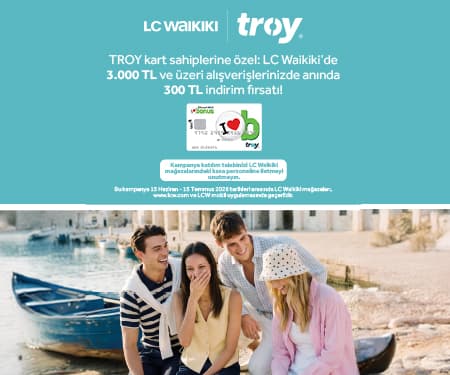 LC Waikiki'de Garanti BBVA TROY ile 3.000 TL'ye 300 TL indirim!